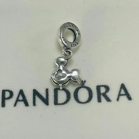 Pandora Disney Mickey Mouse Sparkling Head Silhouette Dangle Charm